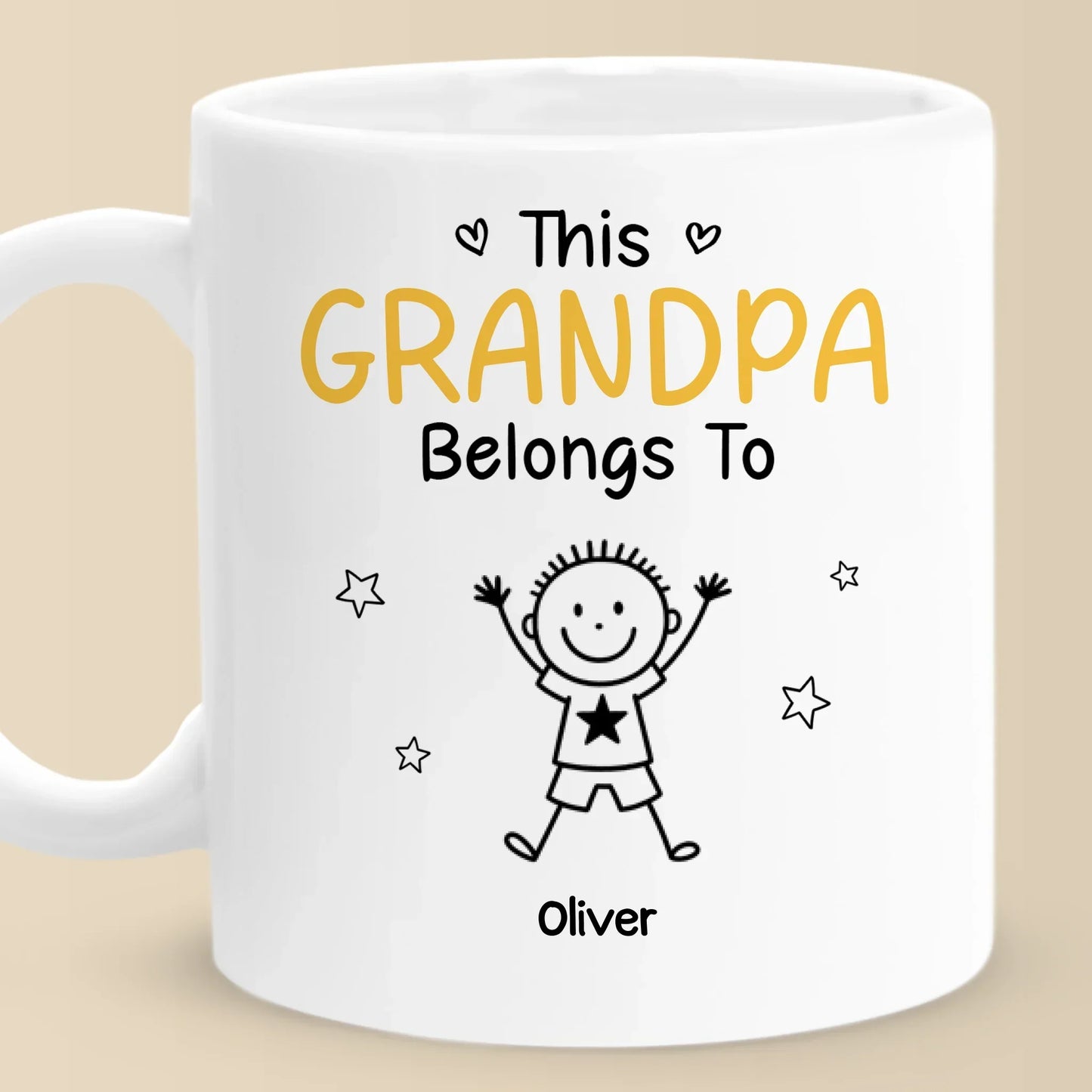 Custom Mug - Personalized Birthday Gifts For Dad, Grandpa - Grandpa Belongs To Kids