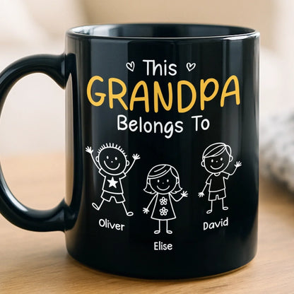 Custom Black Mug - Personalized Birthday Gifts For Dad, Grandpa - Grandkids Make Life Grand