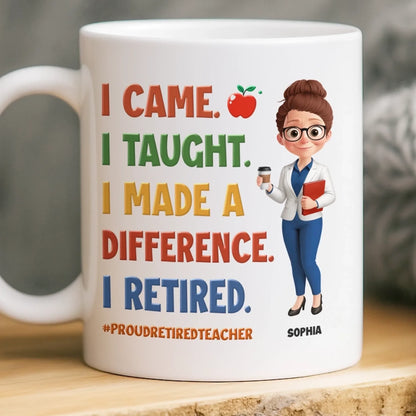 Custom Classroom Decor Mug - Personalized Retirement Gifts For Teachers, Women, Men - Bell's Rung, I'm Done