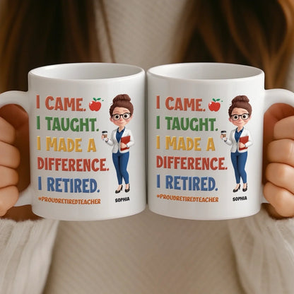 Custom Classroom Decor Mug - Personalized Retirement Gifts For Teachers, Women, Men - Bell's Rung, I'm Done