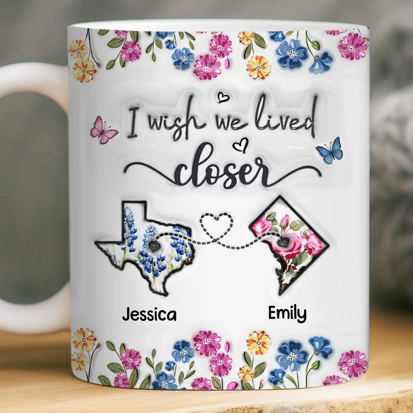 Custom Long Distance Mug - Personalized Best Friend Birthday Gifts For Women, Besties, Sisters, BFF - Distance Means Nothing Between Friends