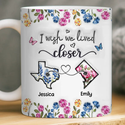 Custom Long Distance Mug - Personalized Best Friend Birthday Gifts For Women, Besties, Sisters, BFF - Distance Means Nothing Between Friends