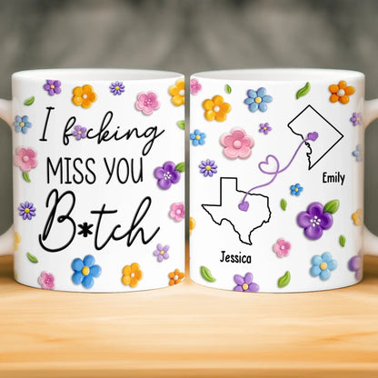 Custom Mug - Personalized Best Friend Birthday Gifts For Women, Besties, Sisters, BFF - No Miles Can Break Our Bond