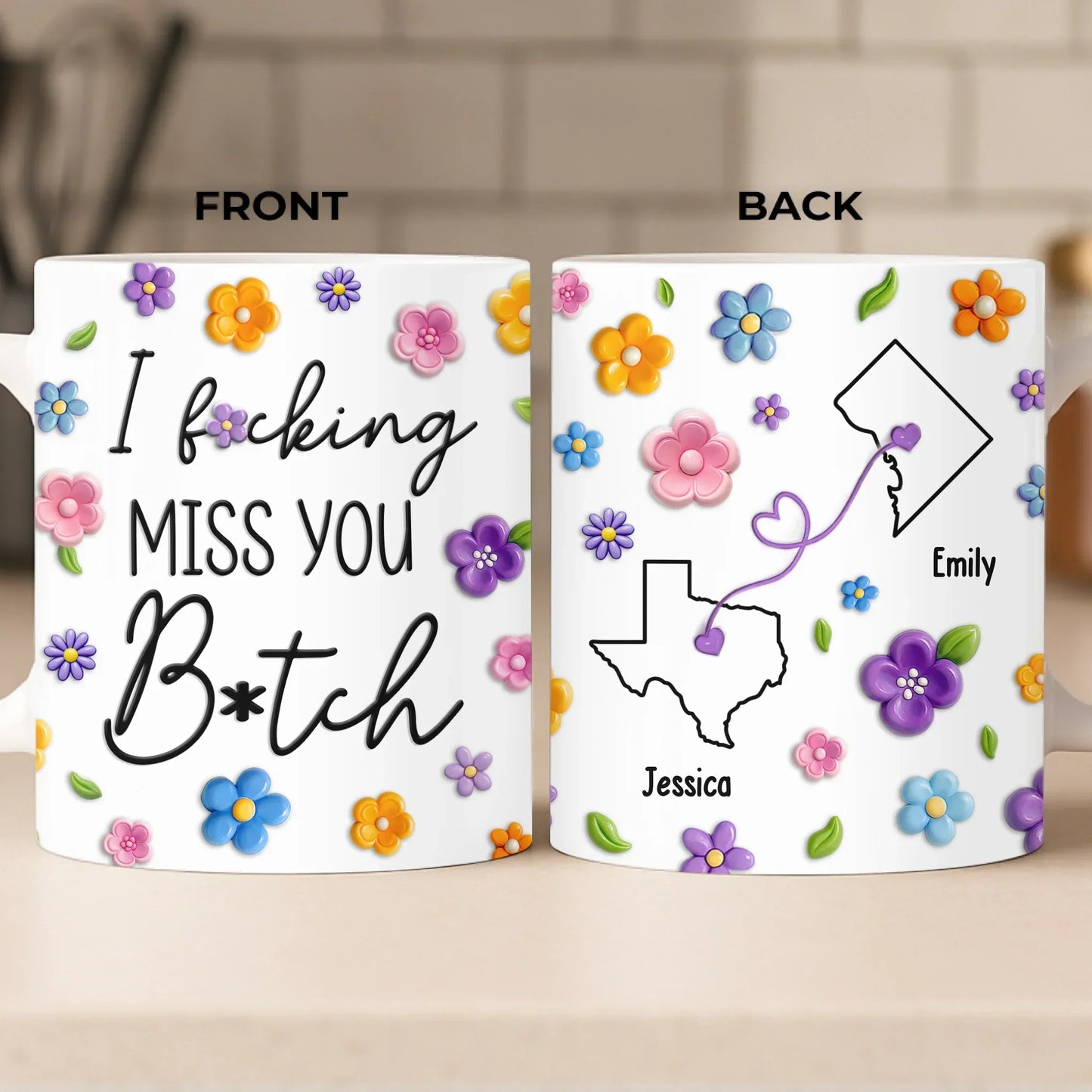 Custom Mug - Personalized Best Friend Birthday Gifts For Women, Besties, Sisters, BFF - No Miles Can Break Our Bond