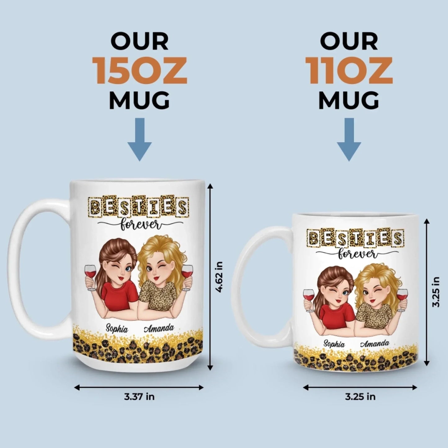 Custom Mug - Personalized Best Friend Birthday Gifts For Women, Besties, Sisters, BFF - Besties Make Every Day Brighter