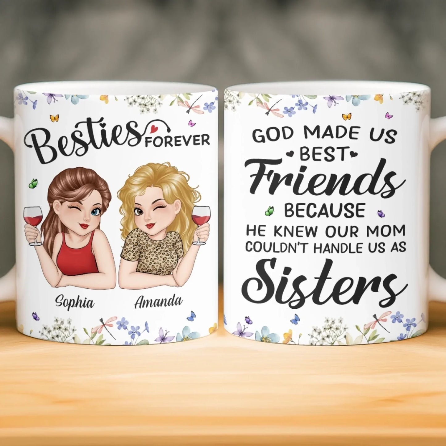 Custom Mug - Personalized Best Friend Birthday Gifts For Women, Besties, Sisters, BFF - Giggles Secrets Forever Friends