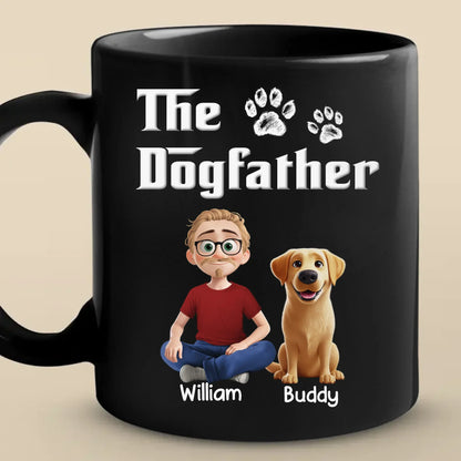 The Dogfather - Dog Personalized Custom Black Mug - Father's Day, Gift For Dad, Pet Owners, Pet Lovers