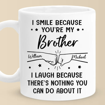 Custom Black Mug - Personalized Birthday Gifts For Brother, Sister - I Smile Because You're My Brother