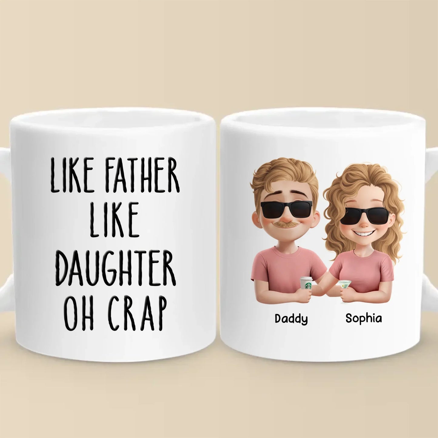 Like Father, Like Daughter - Family Personalized Custom Mug - Father's Day, Gift For Dad