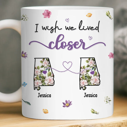 Custom Long Distance Mug - Personalized Best Friend Birthday Gifts For Women, Besties, Sisters, BFF - Side by Side, Always
