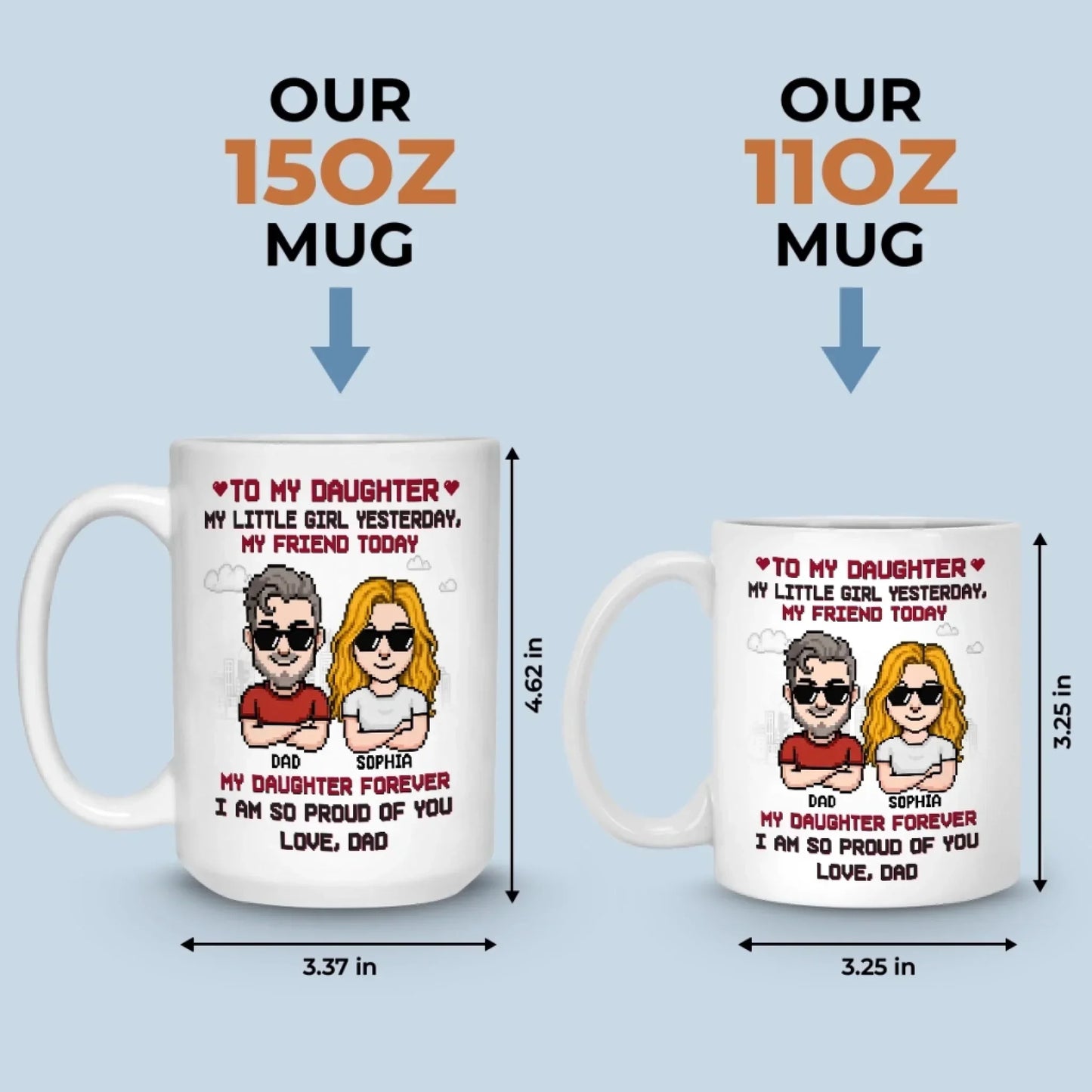 Custom Mug - Personalized Birthday Gifts For Dad, Daughter - Like Father Like Daughter