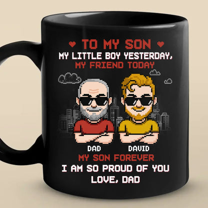 Custom Black Mug - Personalized Birthday Gifts For Dad, Son - Two Generations One Bond