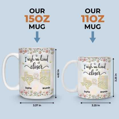Custom Long Distance Mug - Personalized Best Friend Birthday Gifts For Women, Besties, Sisters, BFF - Distance Means So Little