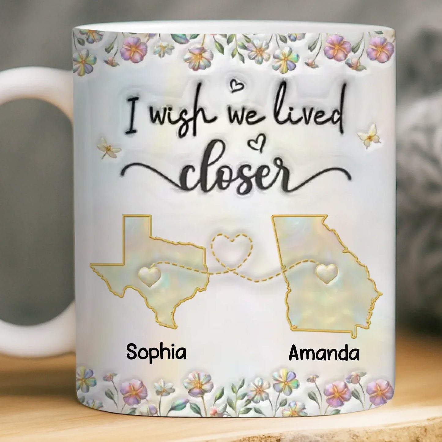 Custom Long Distance Mug - Personalized Best Friend Birthday Gifts For Women, Besties, Sisters, BFF - Distance Means So Little