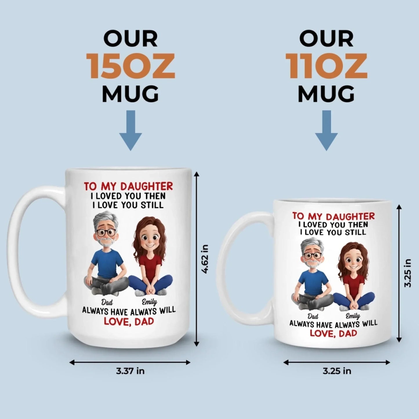 Custom Mug - Personalized Birthday Gifts For Mom, Dad, Daughter, Son - Forever Daddy's Girl