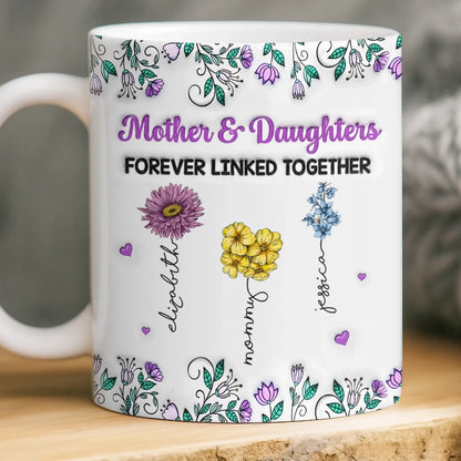Custom Mug - Personalized Birthday Gifts For Mom, Daughter - Forever Linked As Family