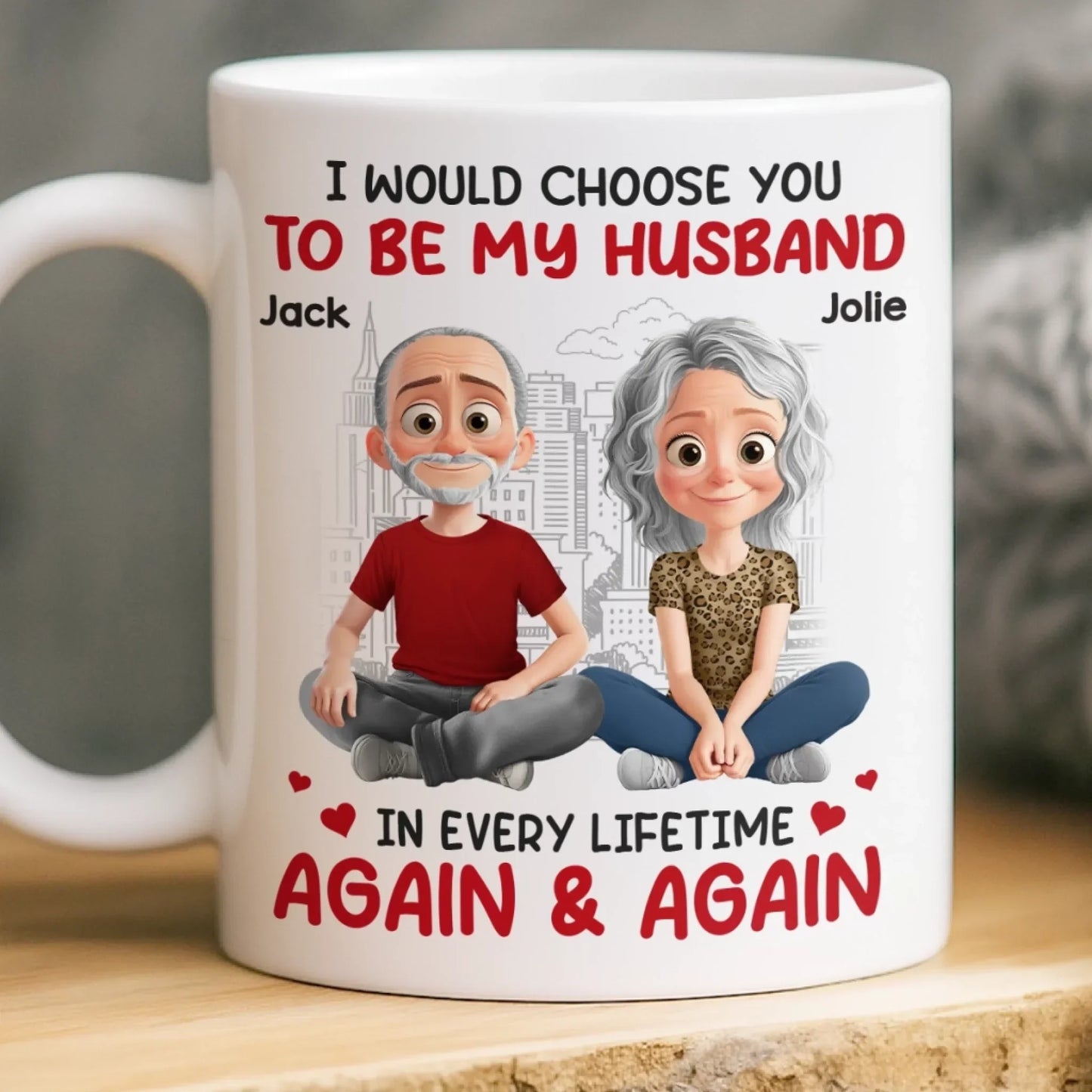 Custom Mug - Personalized Anniversary Wedding Gifts For Husband And Wife, Him And Her - Two Hearts One Love