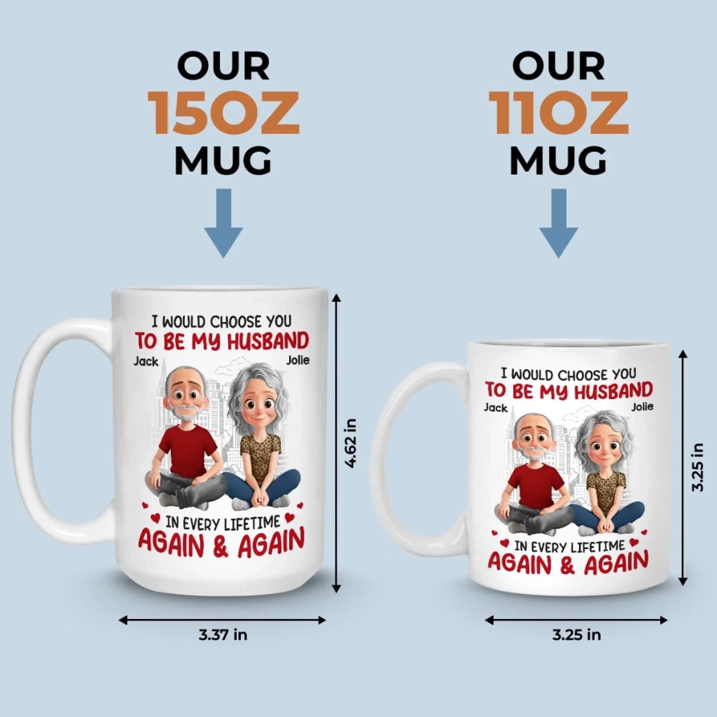 Custom Mug - Personalized Anniversary Wedding Gifts For Husband And Wife, Him And Her - Two Hearts One Love