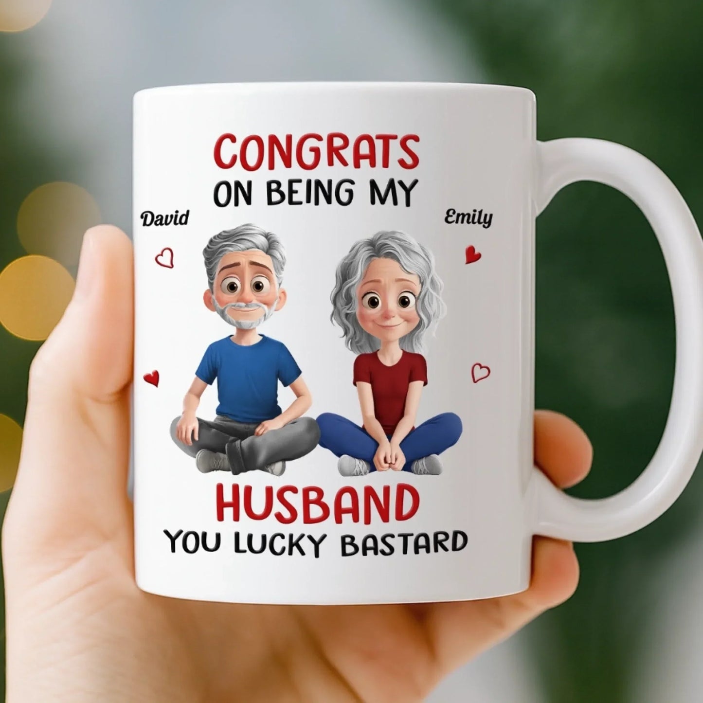 Custom Mug - Personalized Anniversary Wedding Gifts For Husband And Wife, Him And Her - Lucky To Have Me