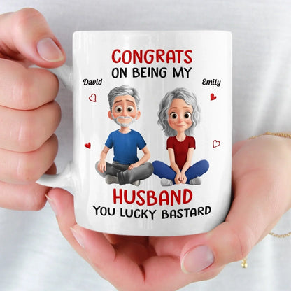 Custom Mug - Personalized Anniversary Wedding Gifts For Husband And Wife, Him And Her - Lucky To Have Me