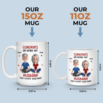 Custom Mug - Personalized Anniversary Wedding Gifts For Husband And Wife, Him And Her - Lucky To Have Me