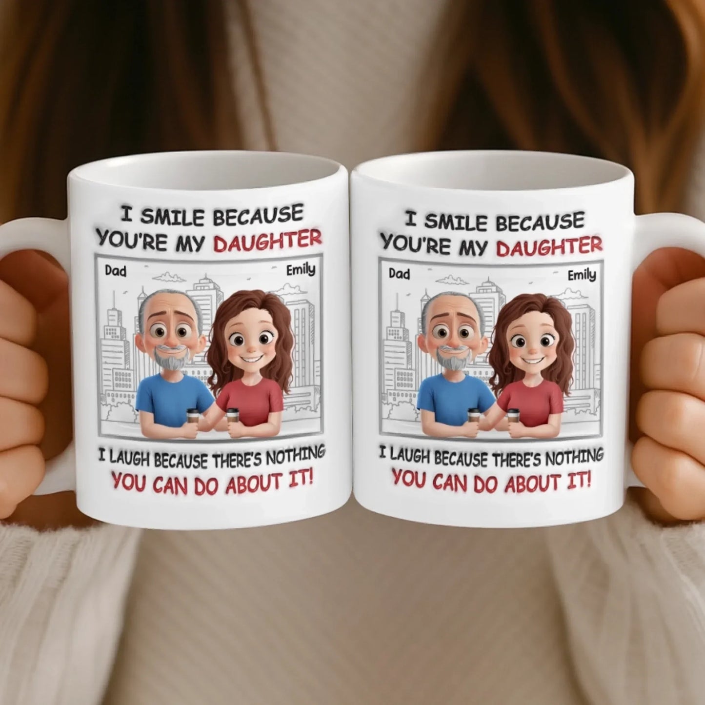 Custom Mug - Personalized Birthday Gifts For Dad, Mom, Daughter - Hand In Hand Through Every Season