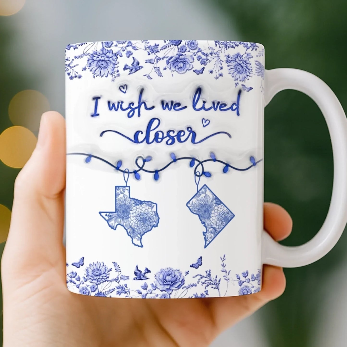 Custom Long Distance Mug - Personalized Best Friend Birthday Gifts For Women, Besties, Sisters, BFF - Our Hearts Bridge Miles