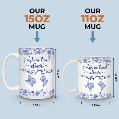 Custom Long Distance Mug - Personalized Best Friend Birthday Gifts For Women, Besties, Sisters, BFF - Our Hearts Bridge Miles