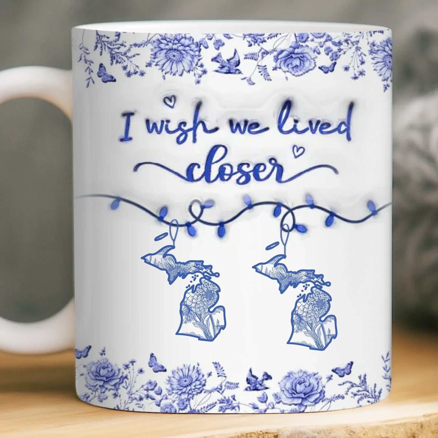 Custom Long Distance Mug - Personalized Best Friend Birthday Gifts For Women, Besties, Sisters, BFF - Our Hearts Bridge Miles