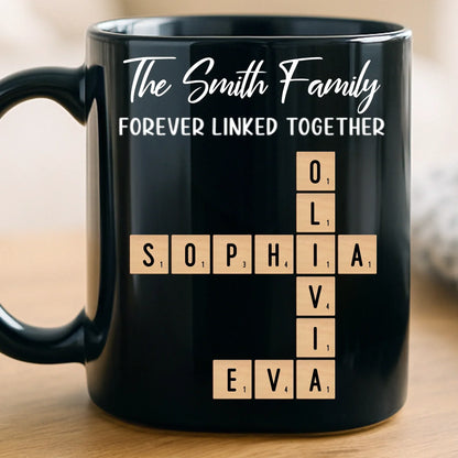 Custom Scrabble Black Mug - Personalized Christmas Birthday Gifts For Mom, Dad, Brother, Sister, Kids - Bonded By Every Tile
