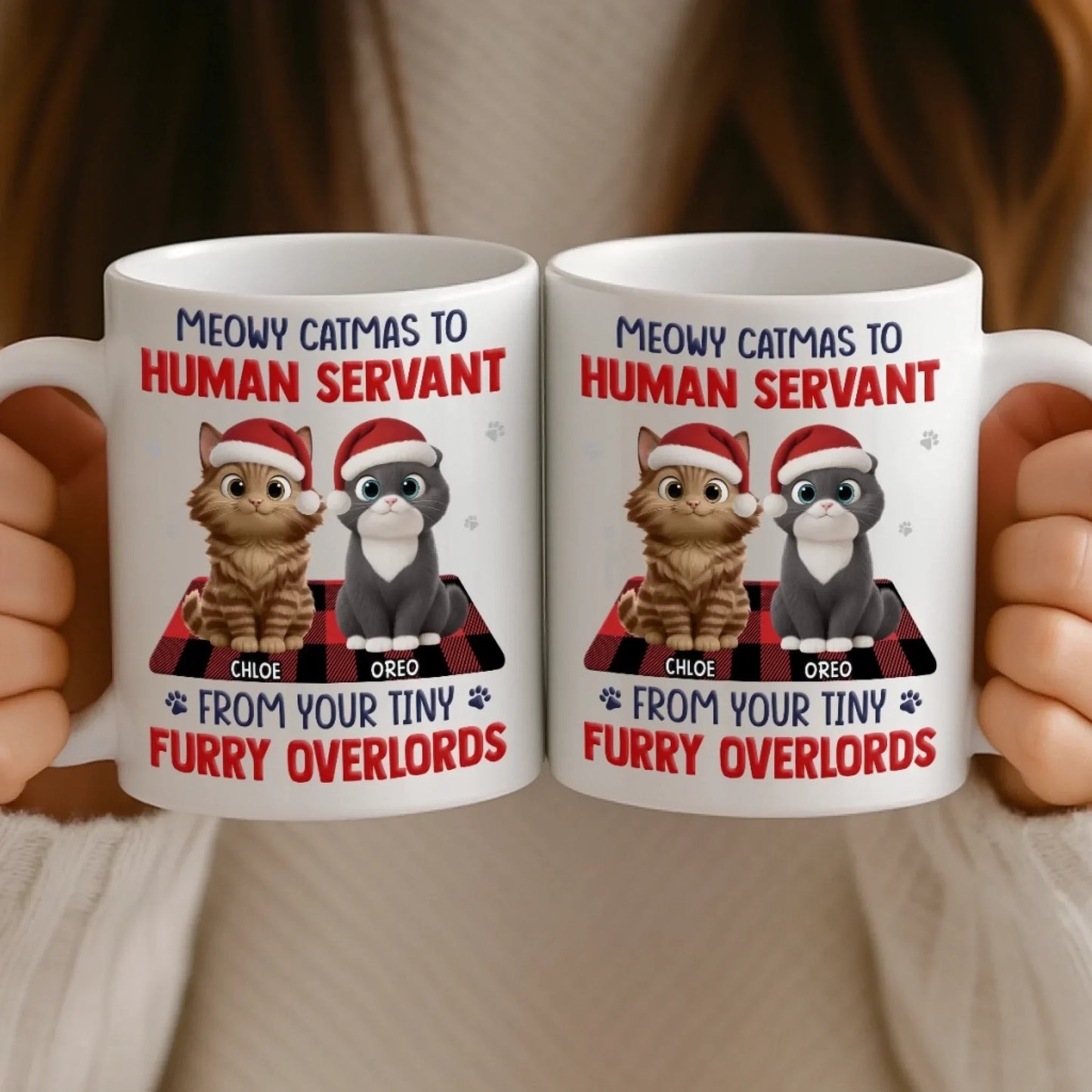 Custom Mug - Personalized Christmas Birthday Gifts For Cat Lovers, Cat Mom And Dad - Merry Catmas From Your Furry Boss