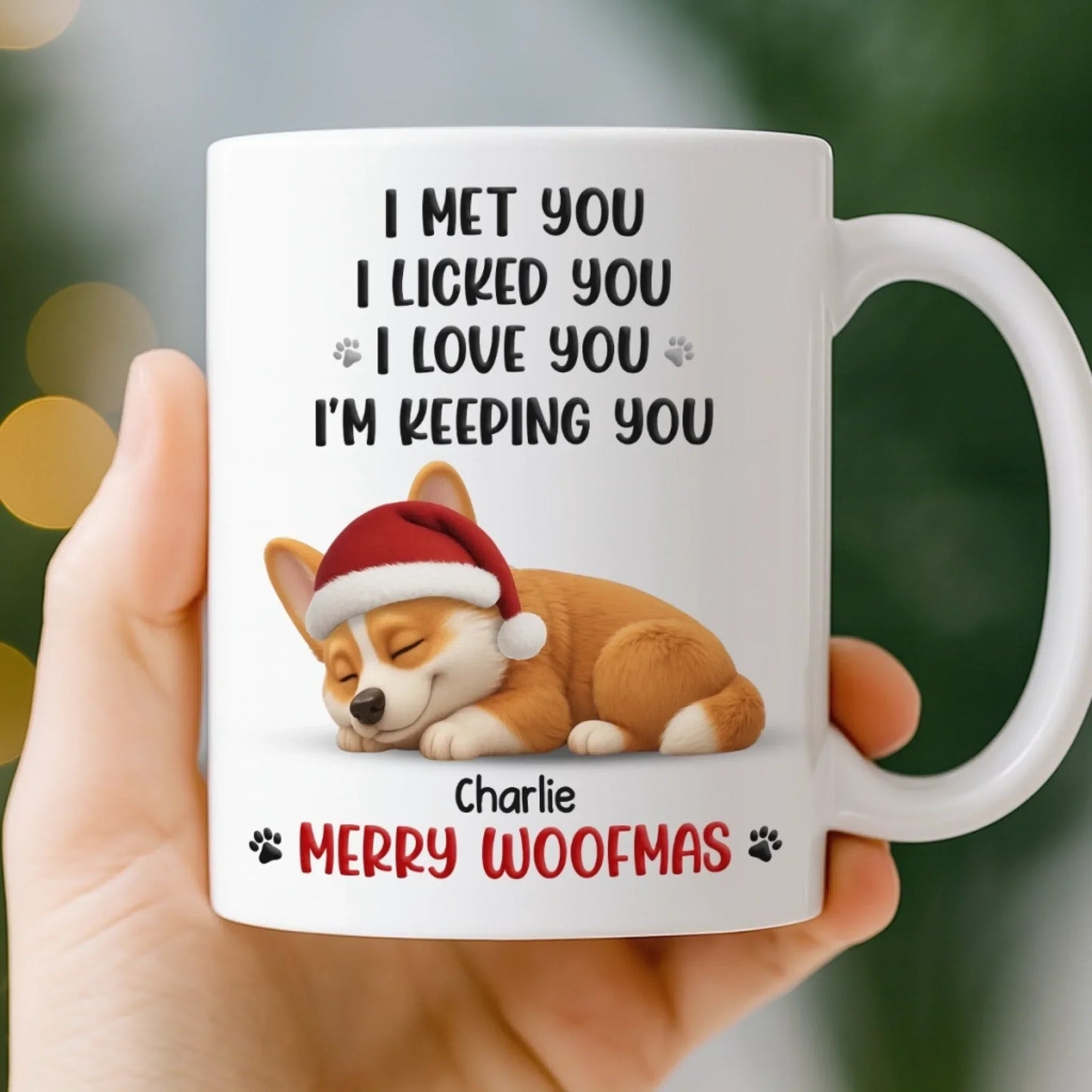 Custom Mug - Personalized Christmas Birthday Gifts For Dog Lovers, Dog Dad And Mom - Love At First Lick
