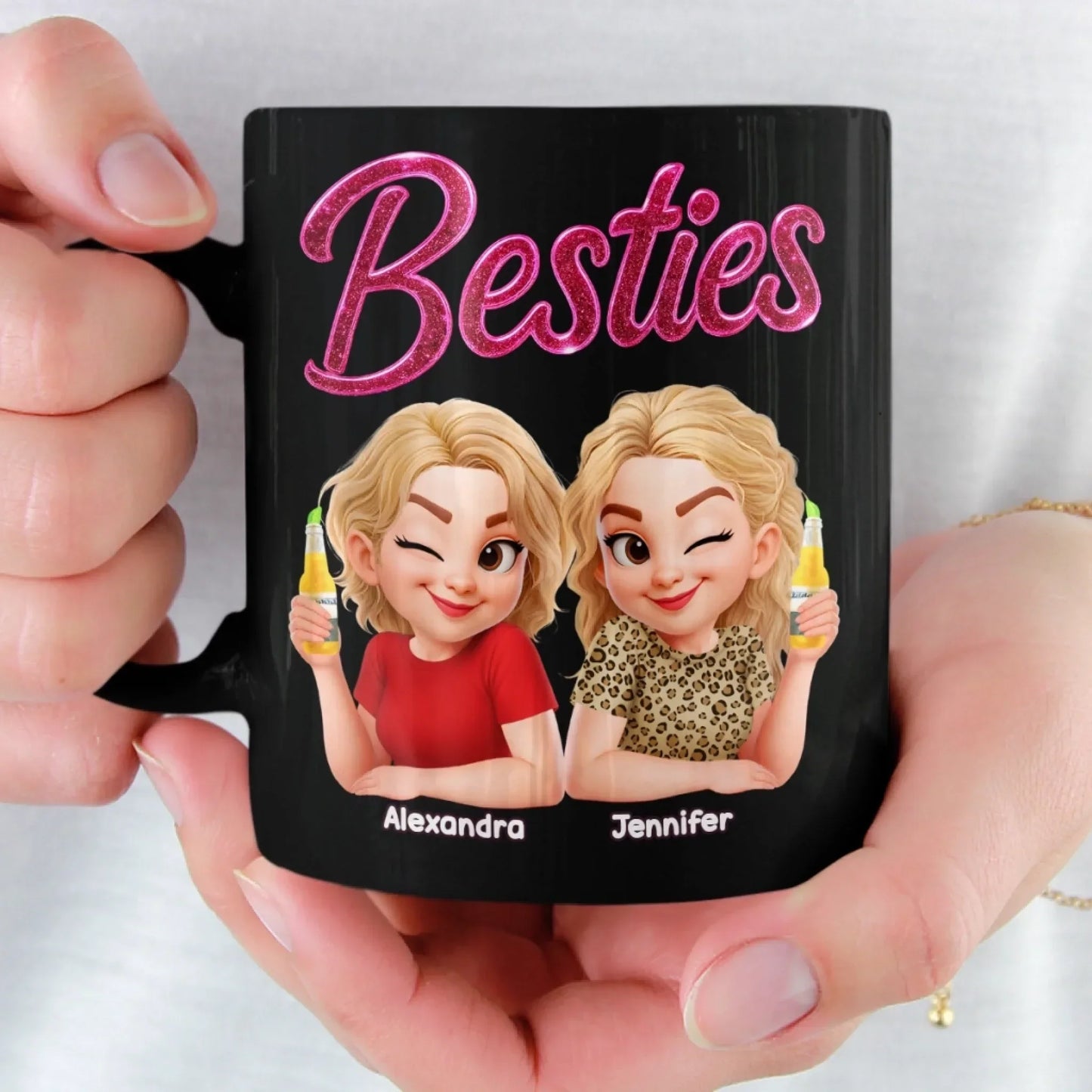 Custom Black Mug - Personalized Best Friend Birthday Gifts For Women, Besties, Sisters, BFF - Together We Are Unstoppable