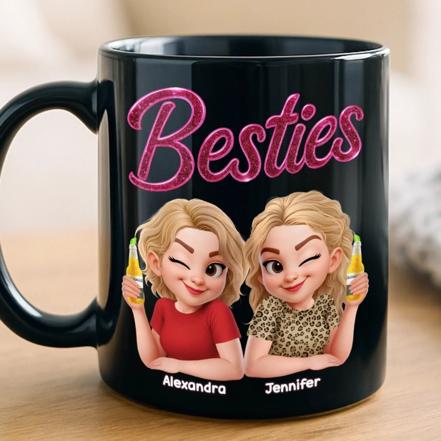 Custom Black Mug - Personalized Best Friend Birthday Gifts For Women, Besties, Sisters, BFF - Together We Are Unstoppable