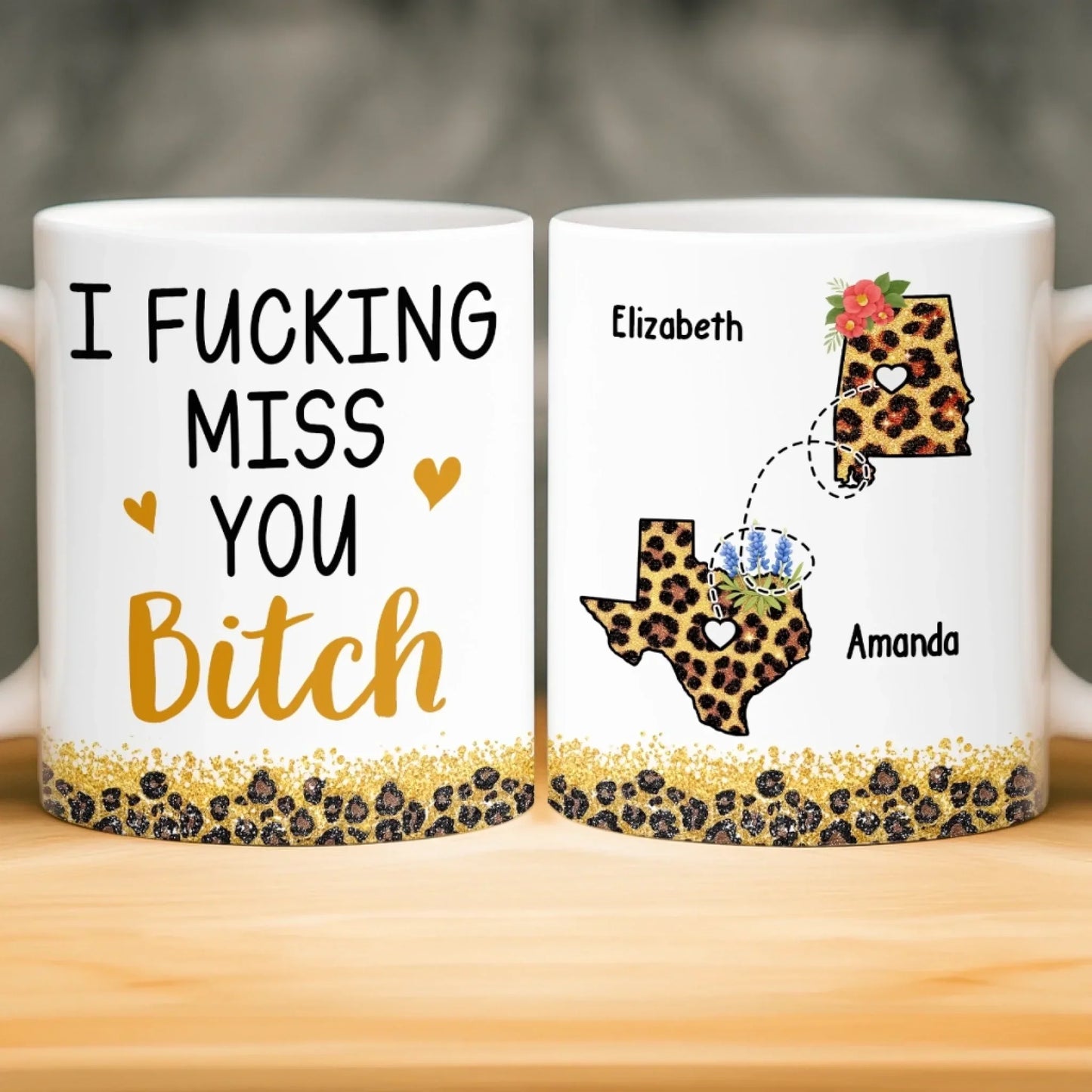 Custom Long Distance Mug - Personalized Best Friend Birthday Gifts For Women, Besties, Sisters, BFF - Close Where It Counts
