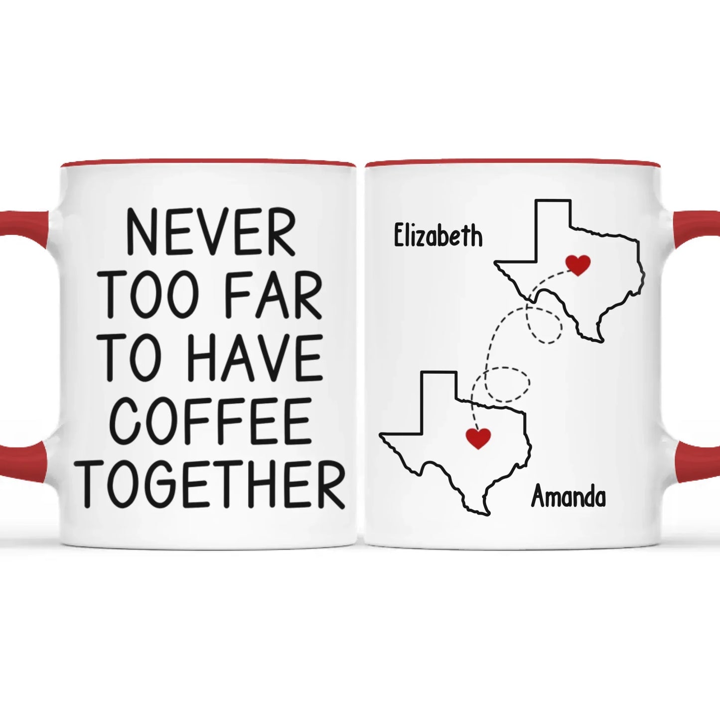 Custom Long Distance Mug - Personalized Best Friend Christmas Birthday Gifts For Women, Besties, Sisters, BFF - Cherishing Moments With Besties This Holiday