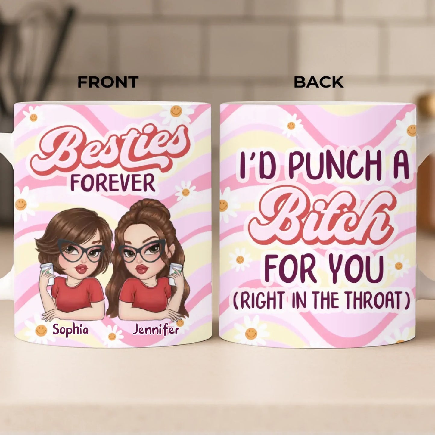 Custom Mug - Personalized Best Friend Birthday Gifts For Women, Besties, Sisters, BFF - Trust In Every Laugh