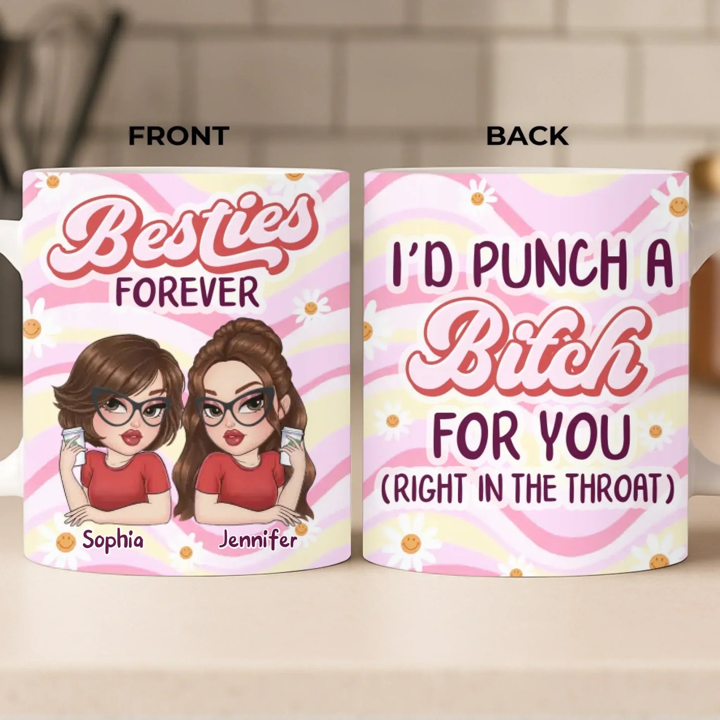 Custom Mug - Personalized Best Friend Birthday Gifts For Women, Besties, Sisters, BFF - Trust In Every Laugh