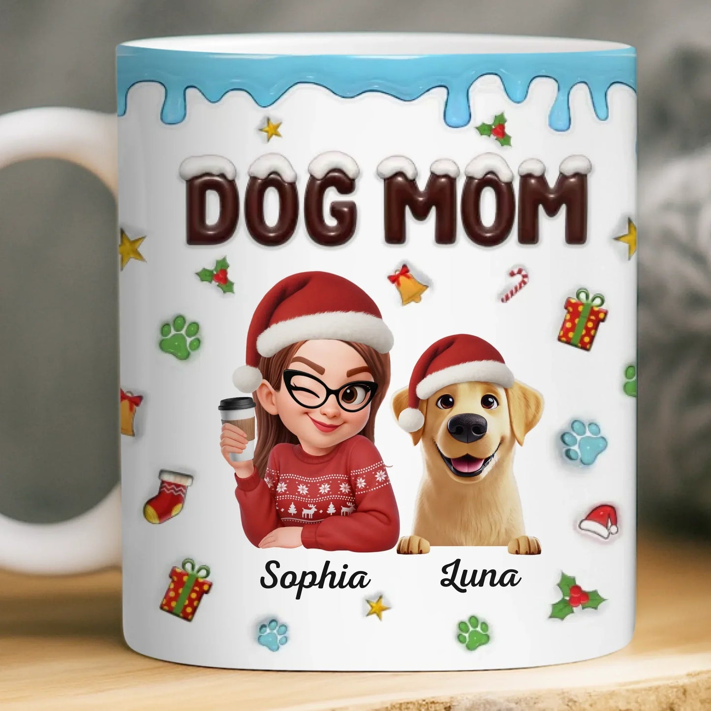 Custom Mug - Personalized Christmas Birthday Gifts For Dog Lovers, Dog Dad And Mom - Proud Dog Mom Energy