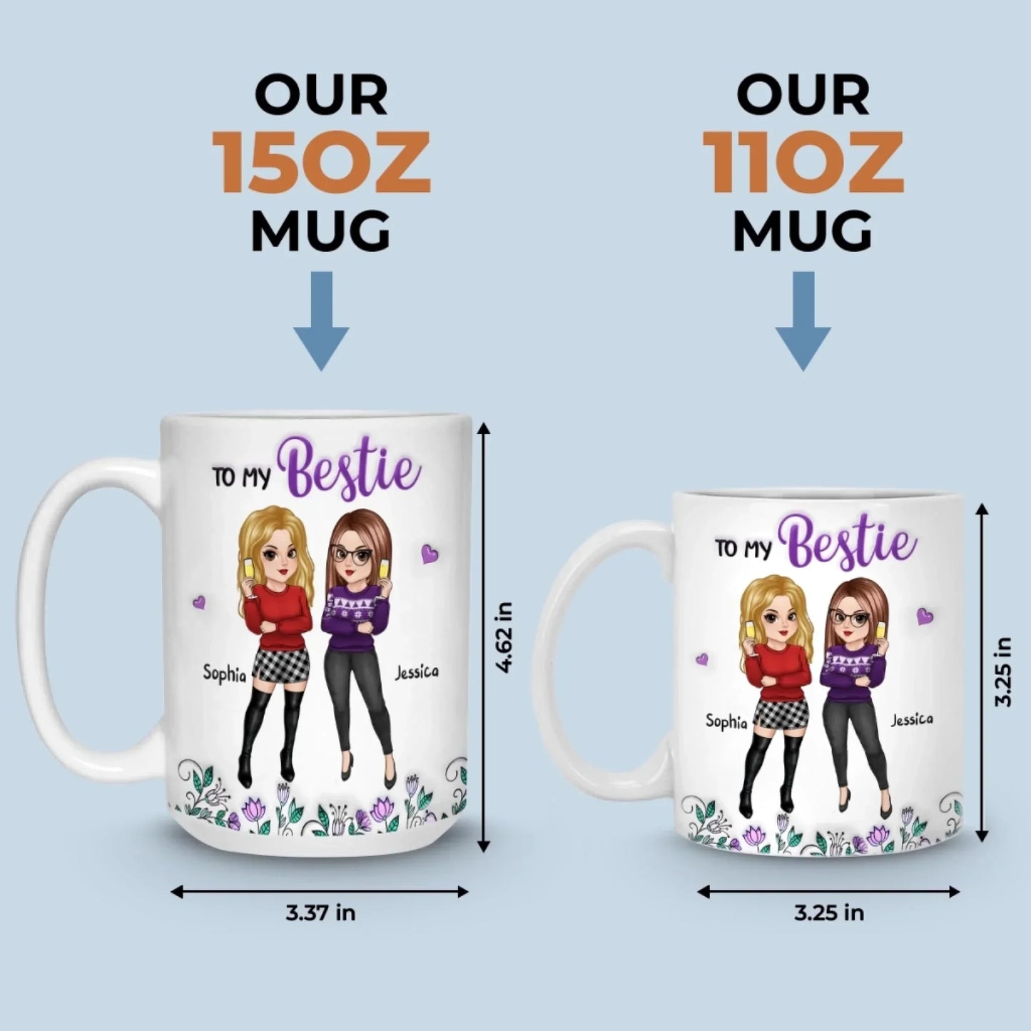 Custom Mug - Personalized Best Friend Birthday Gifts For Women, Besties, Sisters, BFF - You Balance My Crazy