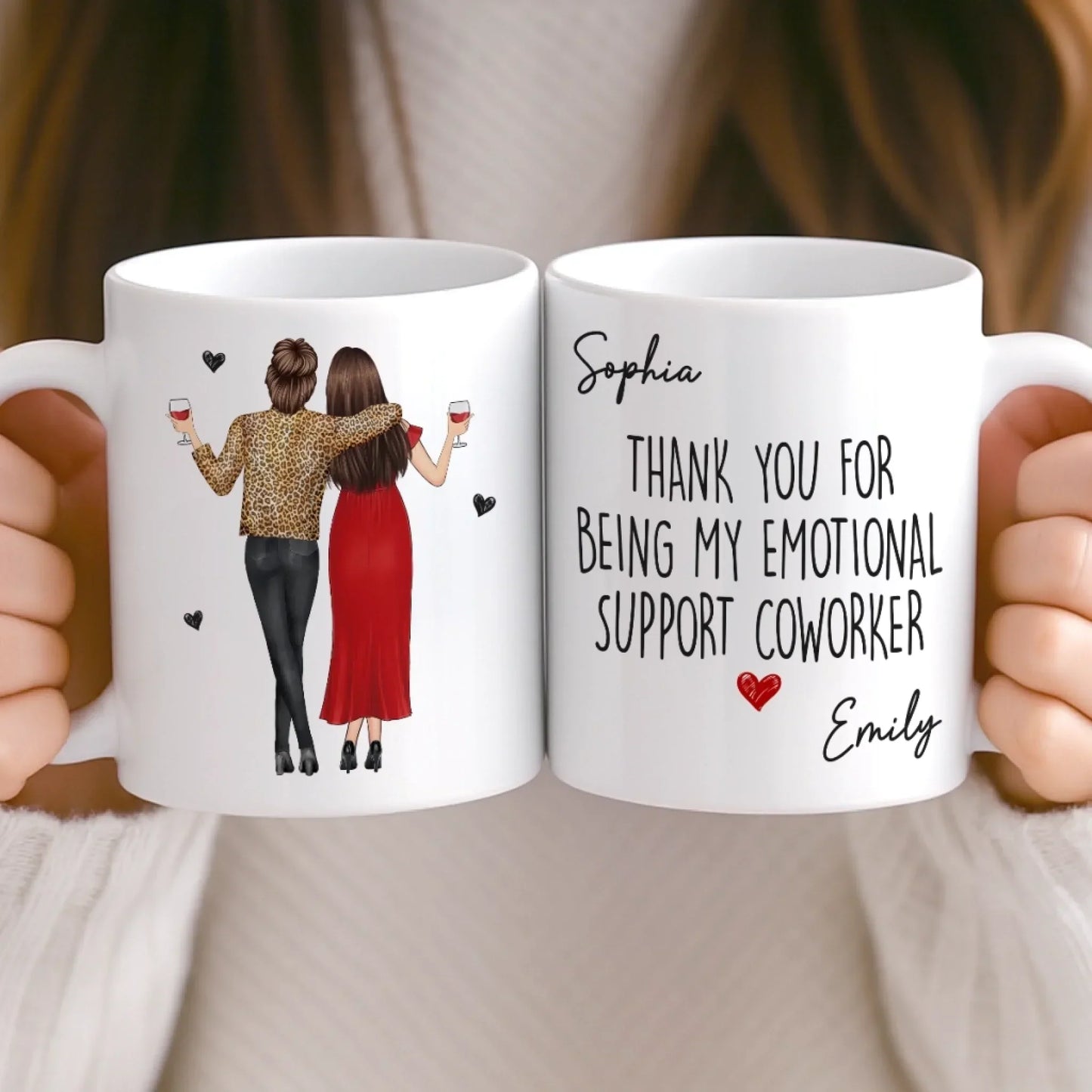 Custom Mug - Personalized Funny Gifts For Coworker, Work Bestie - Running On Caffeine And Gossip