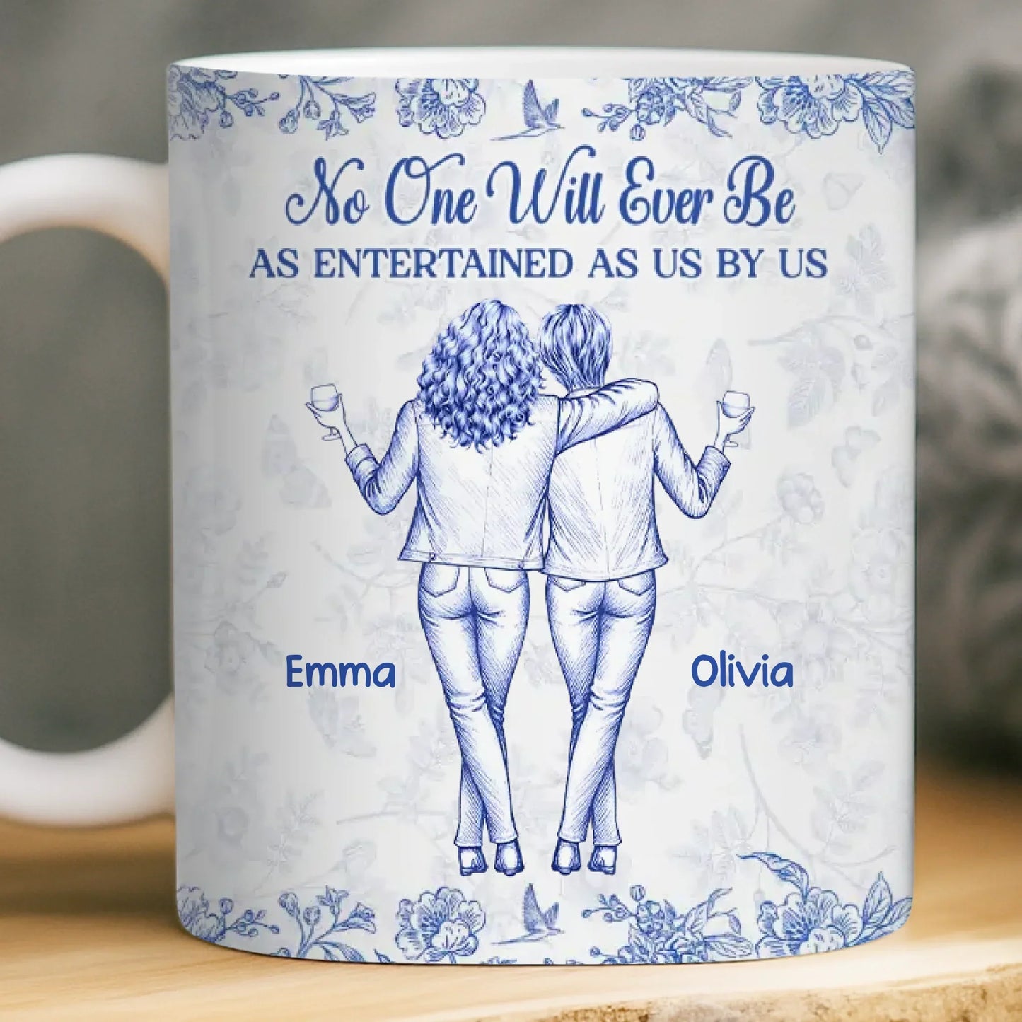 Custom Mug - Personalized Best Friend Birthday Gifts For Women, Besties, Sisters, BFF - Only Happy Vibes Here