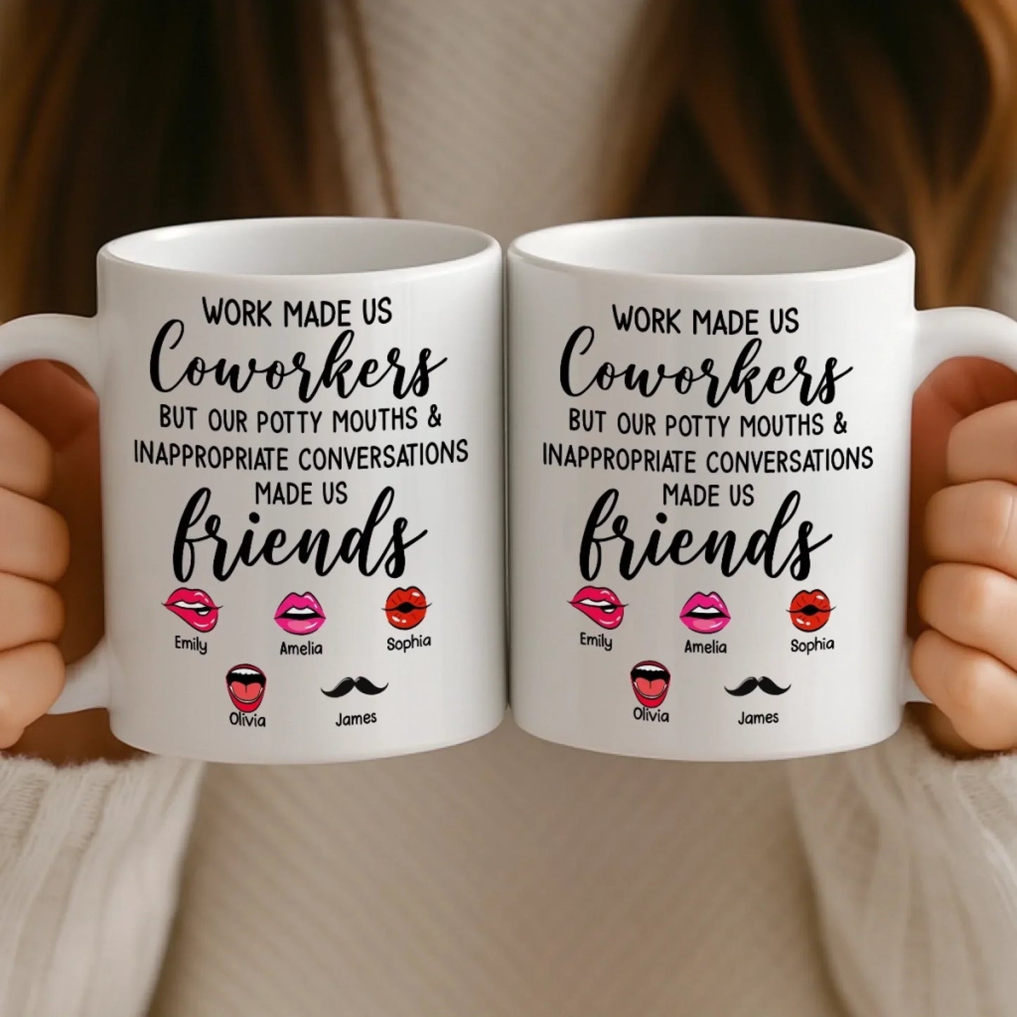 Custom Mug - Personalized Funny Gifts For Coworker, Work Bestie - Teamwork Makes Days Better