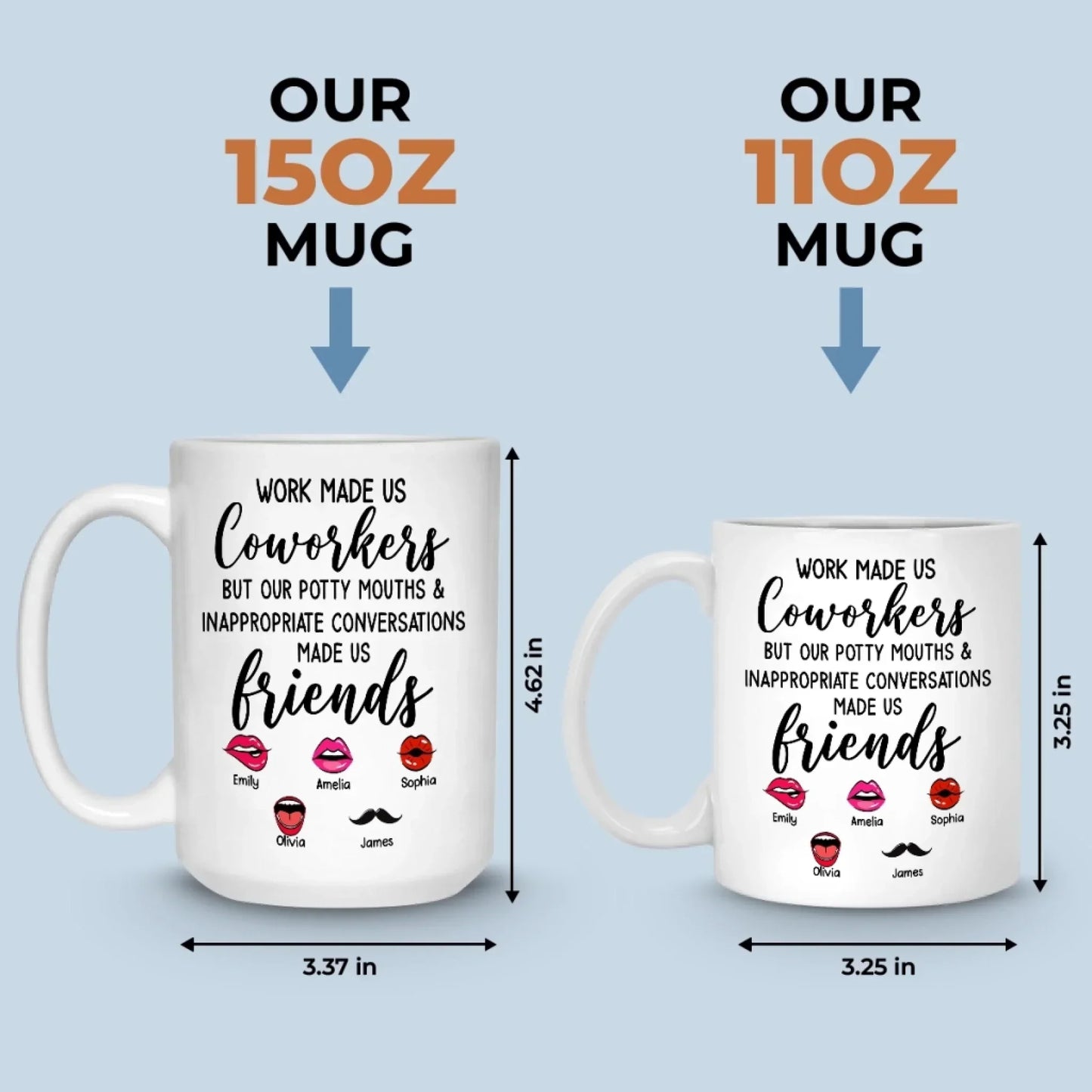 Custom Mug - Personalized Funny Gifts For Coworker, Work Bestie - Teamwork Makes Days Better