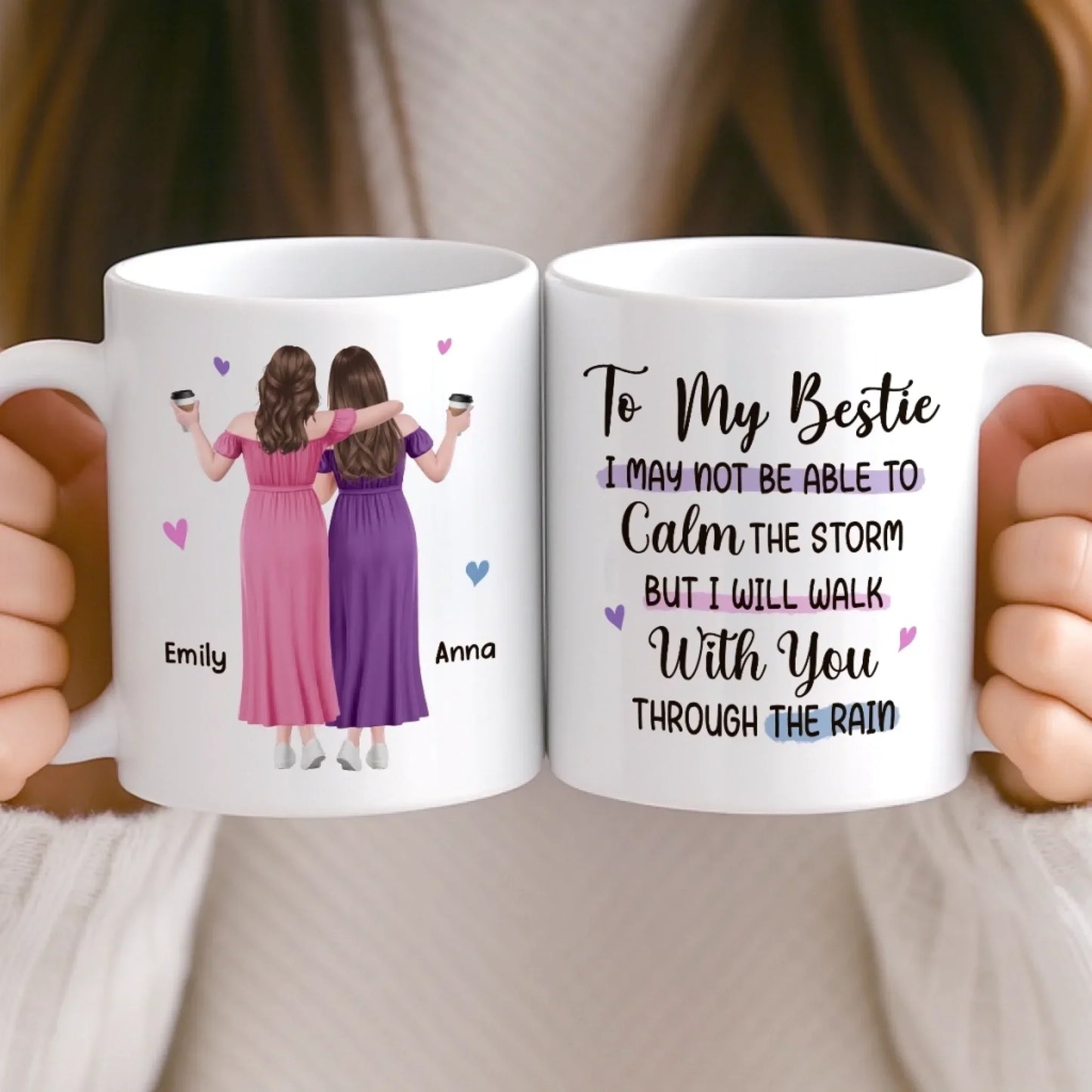 Custom Mug - Personalized Best Friend Birthday Gifts For Women, Besties, Sisters, BFF - Besties Make Life Shine Bright