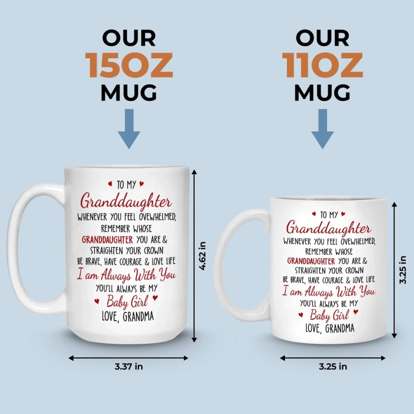 Custom Mug - Personalized Birthday Gifts For Grandma, Granddaughter - Your Strength Lights My Way