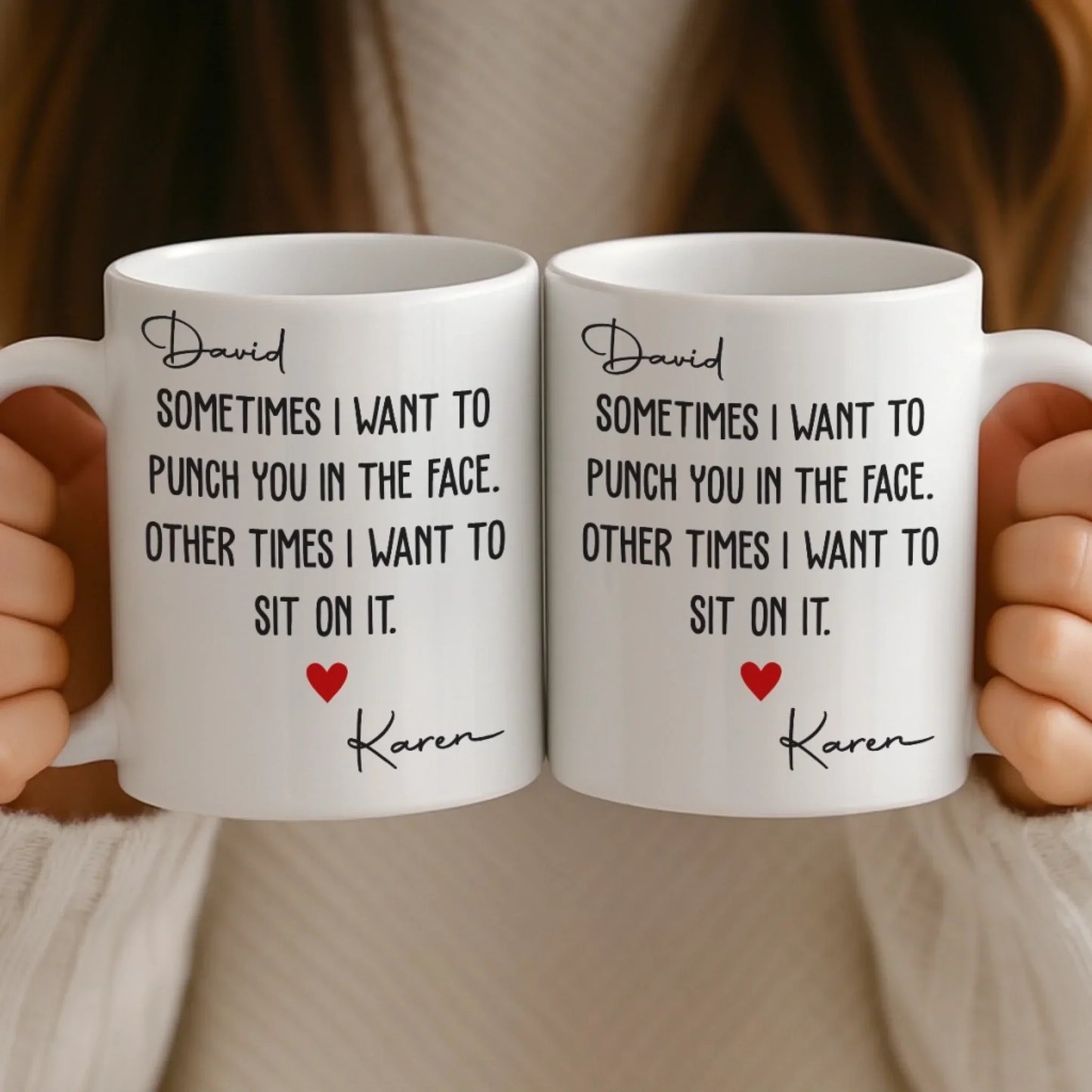 Custom Mug - Personalized Anniversary Christmas Wedding Gifts For Husband And Wife, Him And Her - My Favorite Person To Fight And Kiss