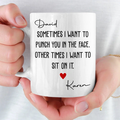Custom Mug - Personalized Anniversary Christmas Wedding Gifts For Husband And Wife, Him And Her - My Favorite Person To Fight And Kiss