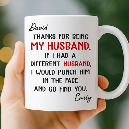 Custom Mug - Personalized Anniversary Christmas Wedding Gifts For Husband And Wife, Him And Her - You're Lucky I Love You