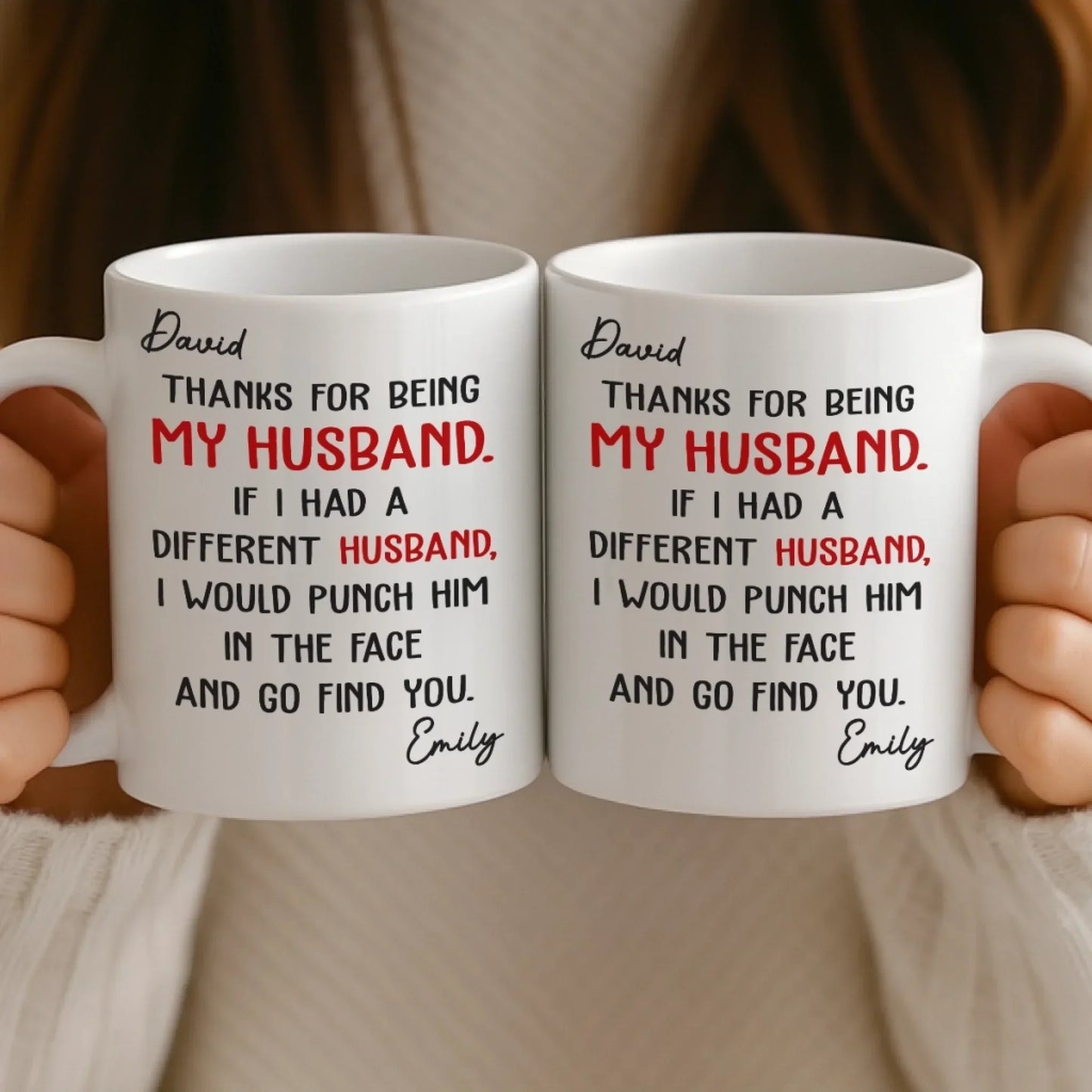 Custom Mug - Personalized Anniversary Christmas Wedding Gifts For Husband And Wife, Him And Her - You're Lucky I Love You